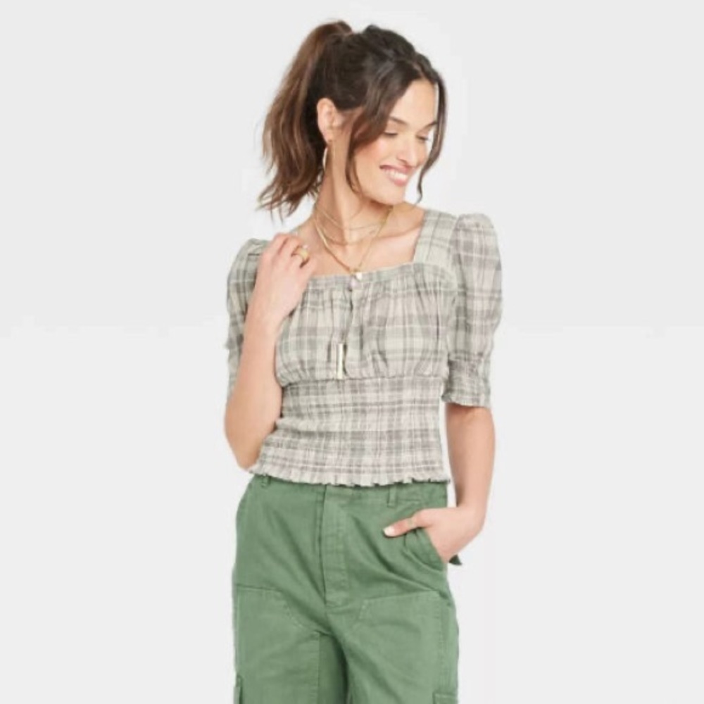 Universal Thread Square Neck Top Ruche Waist 👖 US L